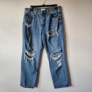Forever 21 Boyfriend Distessed Denim Jeans Size 30 Women Blue